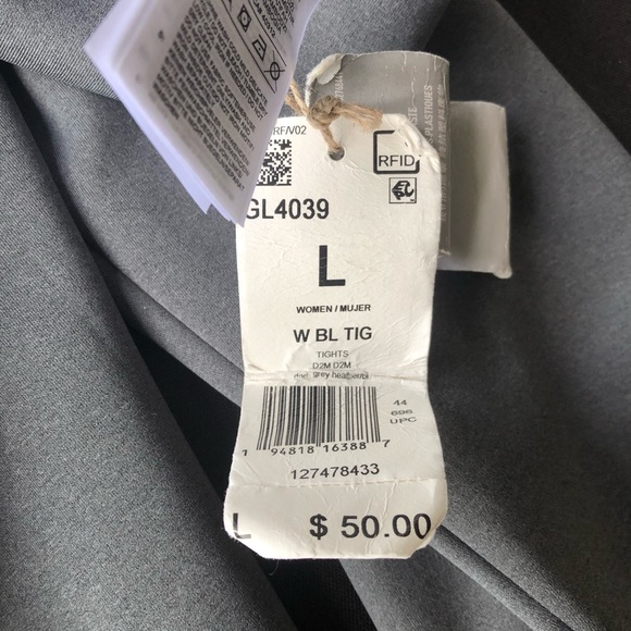 ADIDAS Primegreen Aeroready Big Logo Yoga Leggings Large High Waist Pocket NWT - Picture 13 of 13